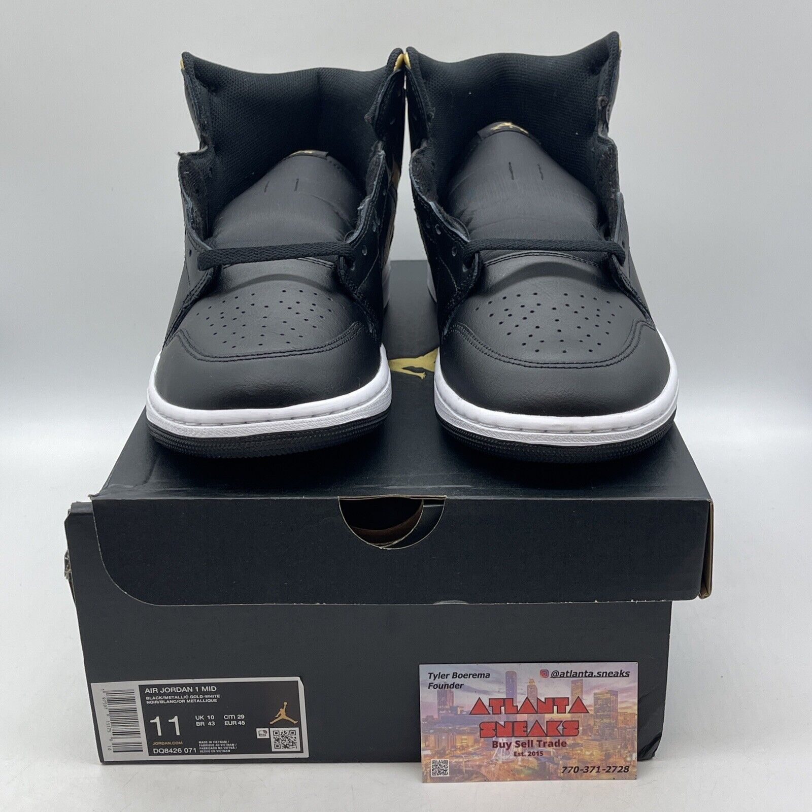 Size 11 - Air Jordan 1 Mid Black Metallic Gold Black Leather (DQ8426-071)