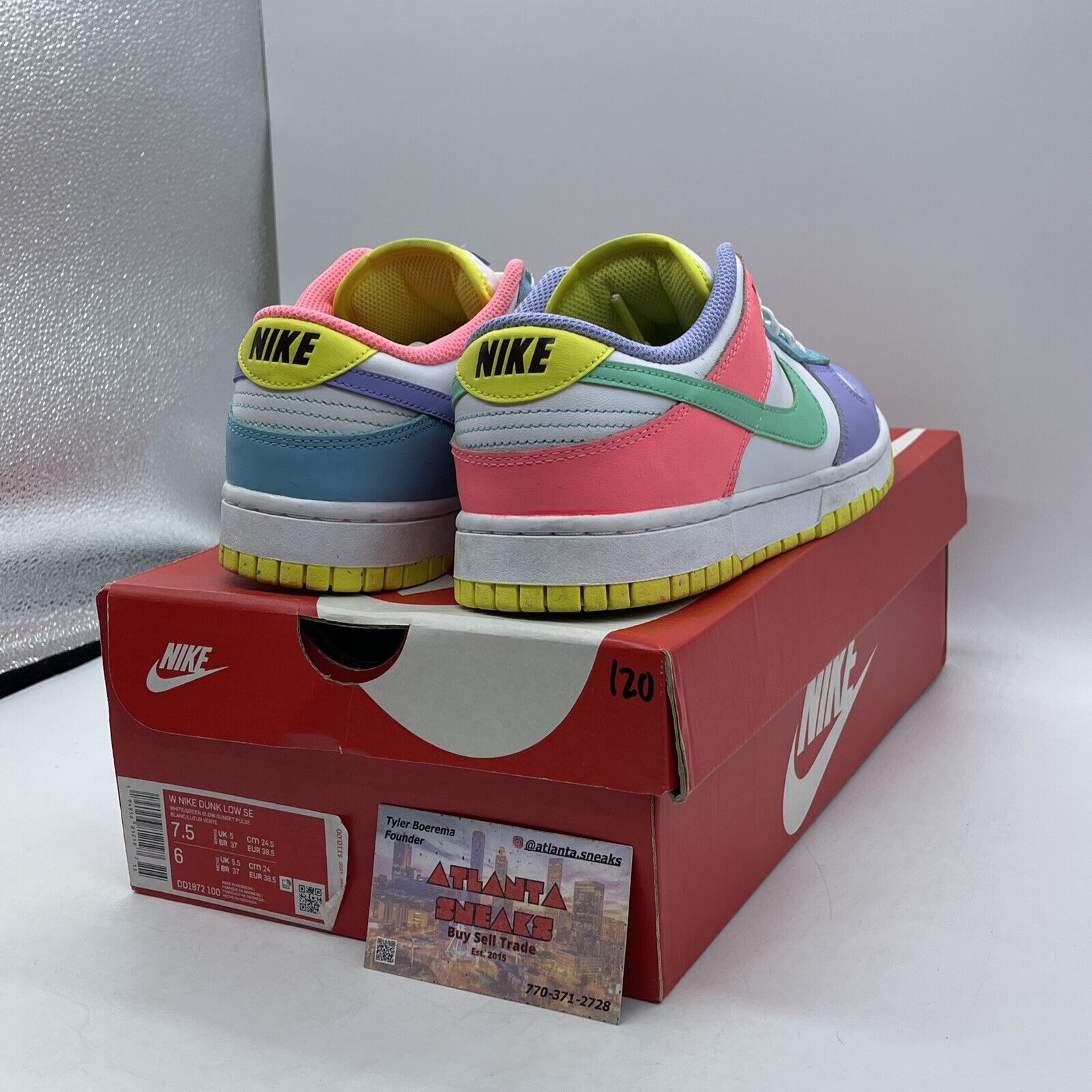 Size 7.5W - Nike Dunk Low Candy White Purple Blue Yellow  Leather (DD1872-100)