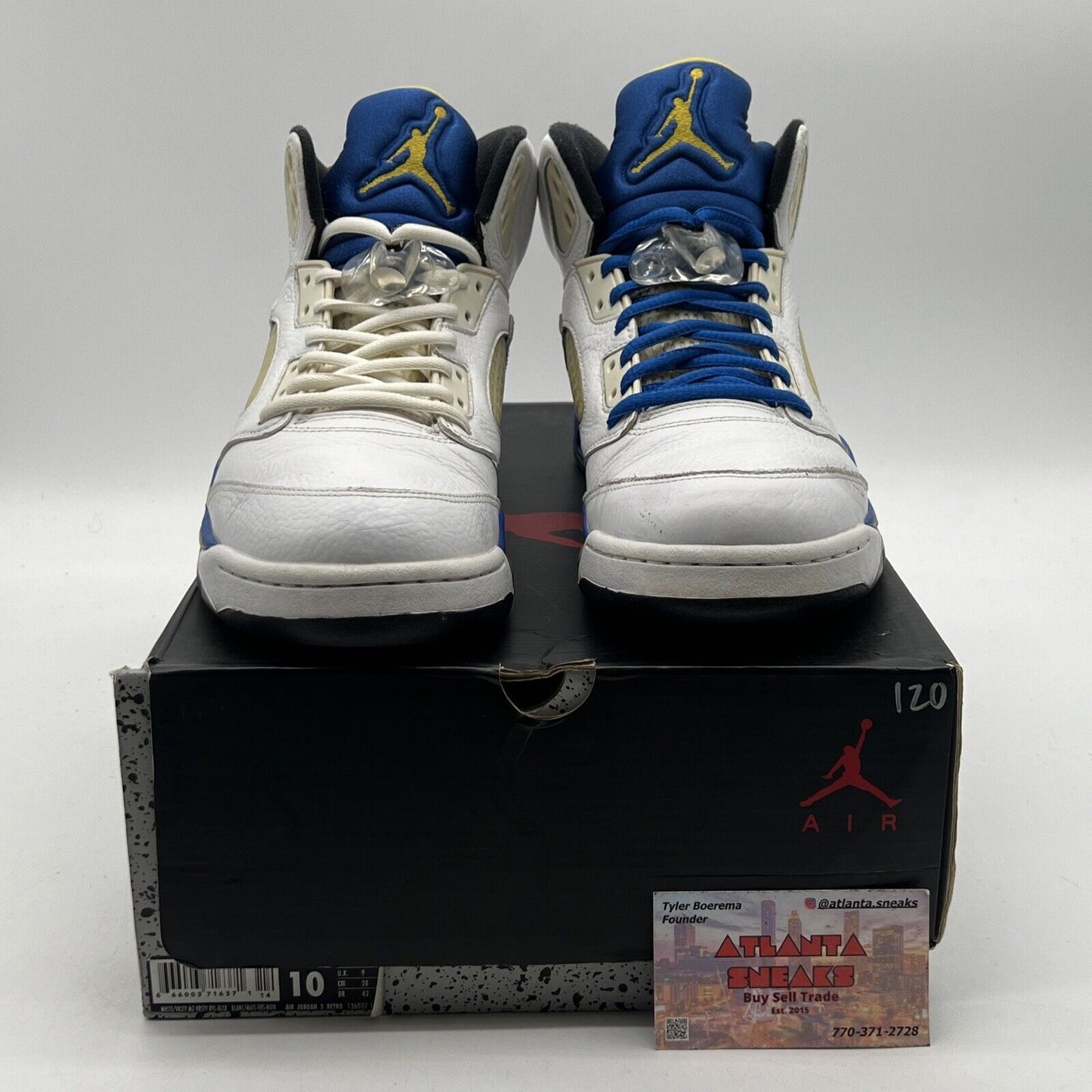 Size 10 - Air Jordan 5 Retro 2013 Laney Yellow Blue White Leather (136027-189)