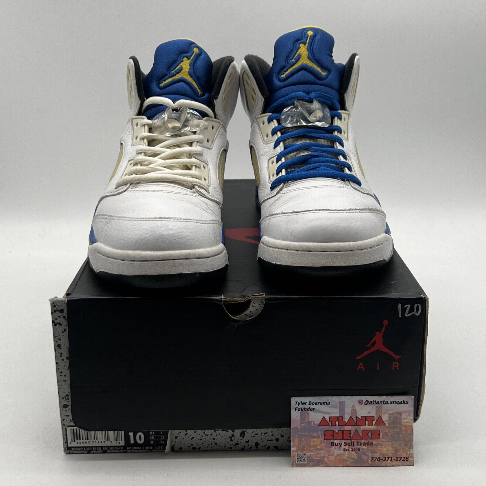 Size 10 - Air Jordan 5 Retro 2013 Laney Yellow Blue White Leather (136027-189)