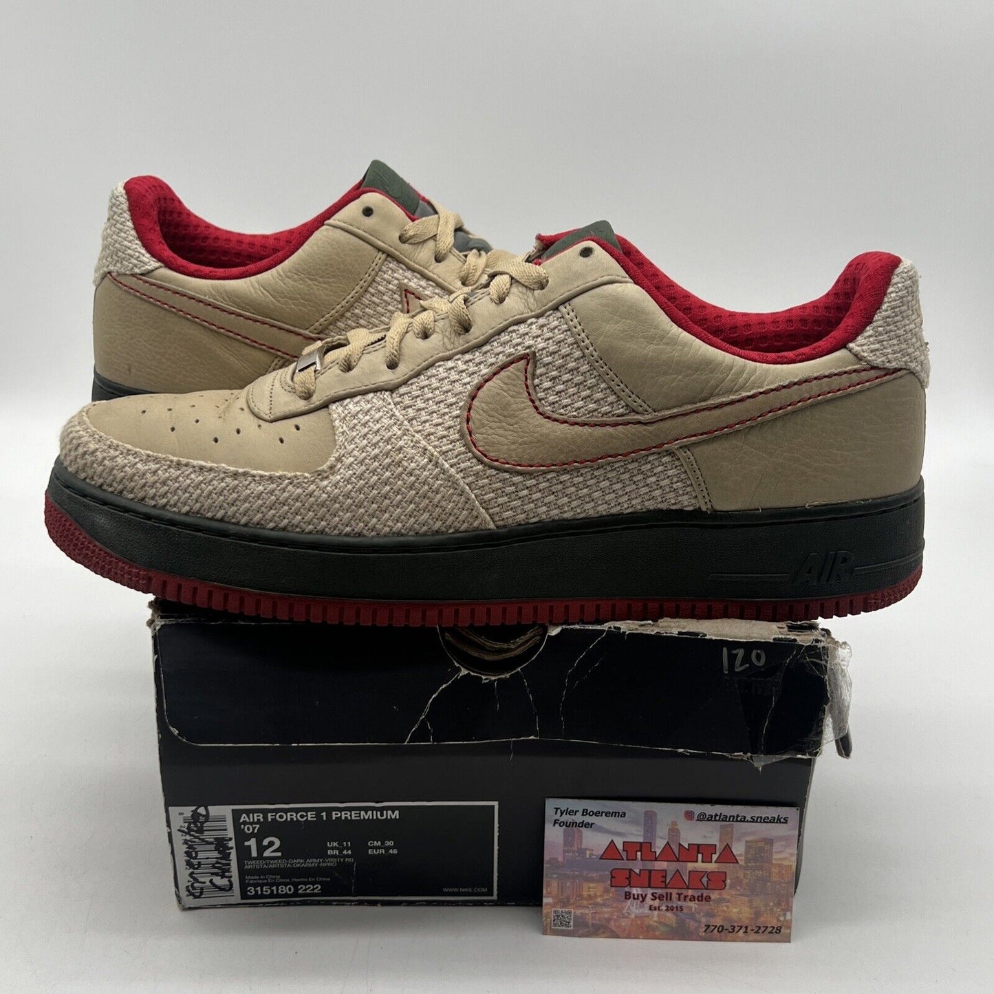 Size 12 - Nike Air Force 1 Premium China Tan Red Black (315180-222)