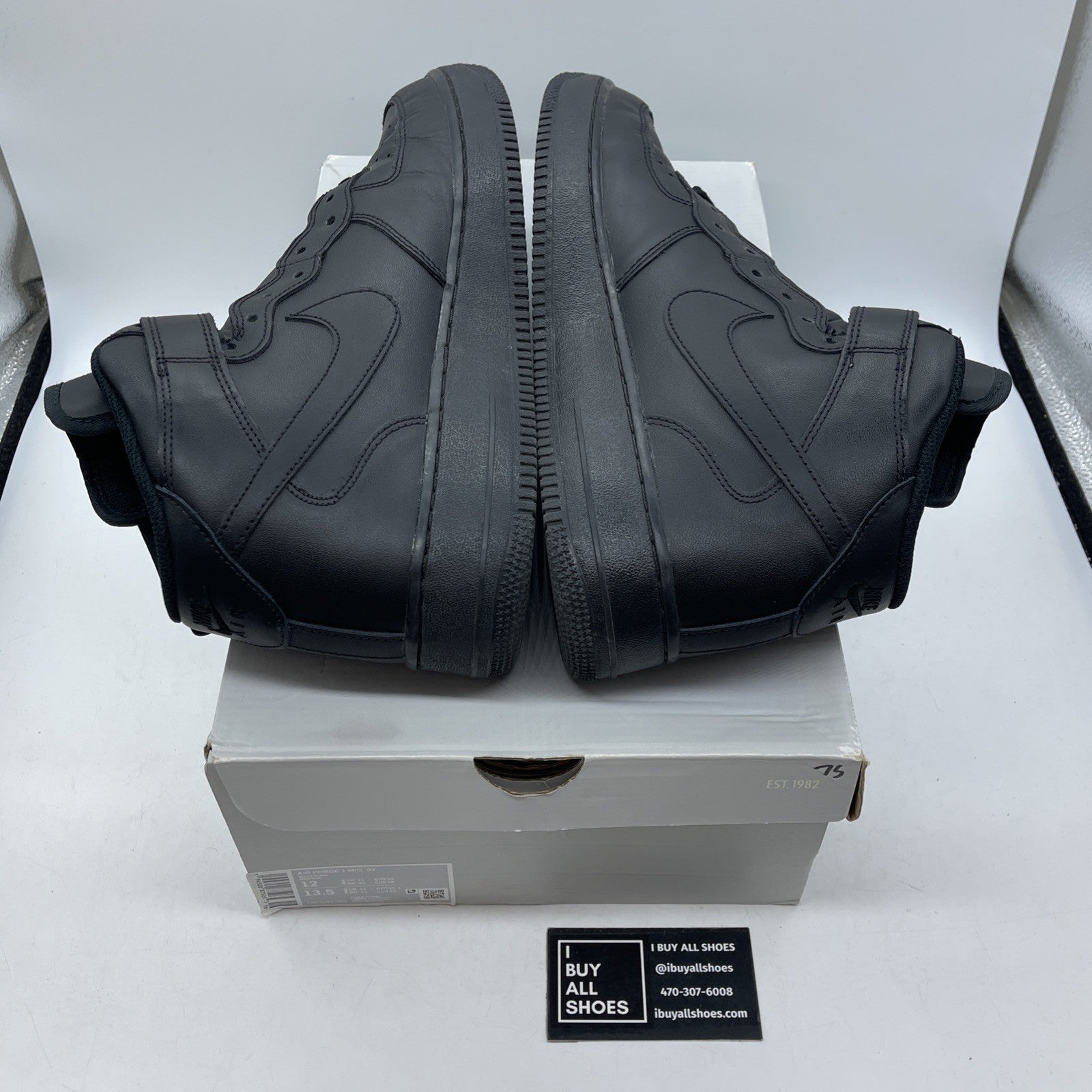 Size 12 - Nike Air Force 1 '07 Mid Triple Black Leather (CW2289-001)