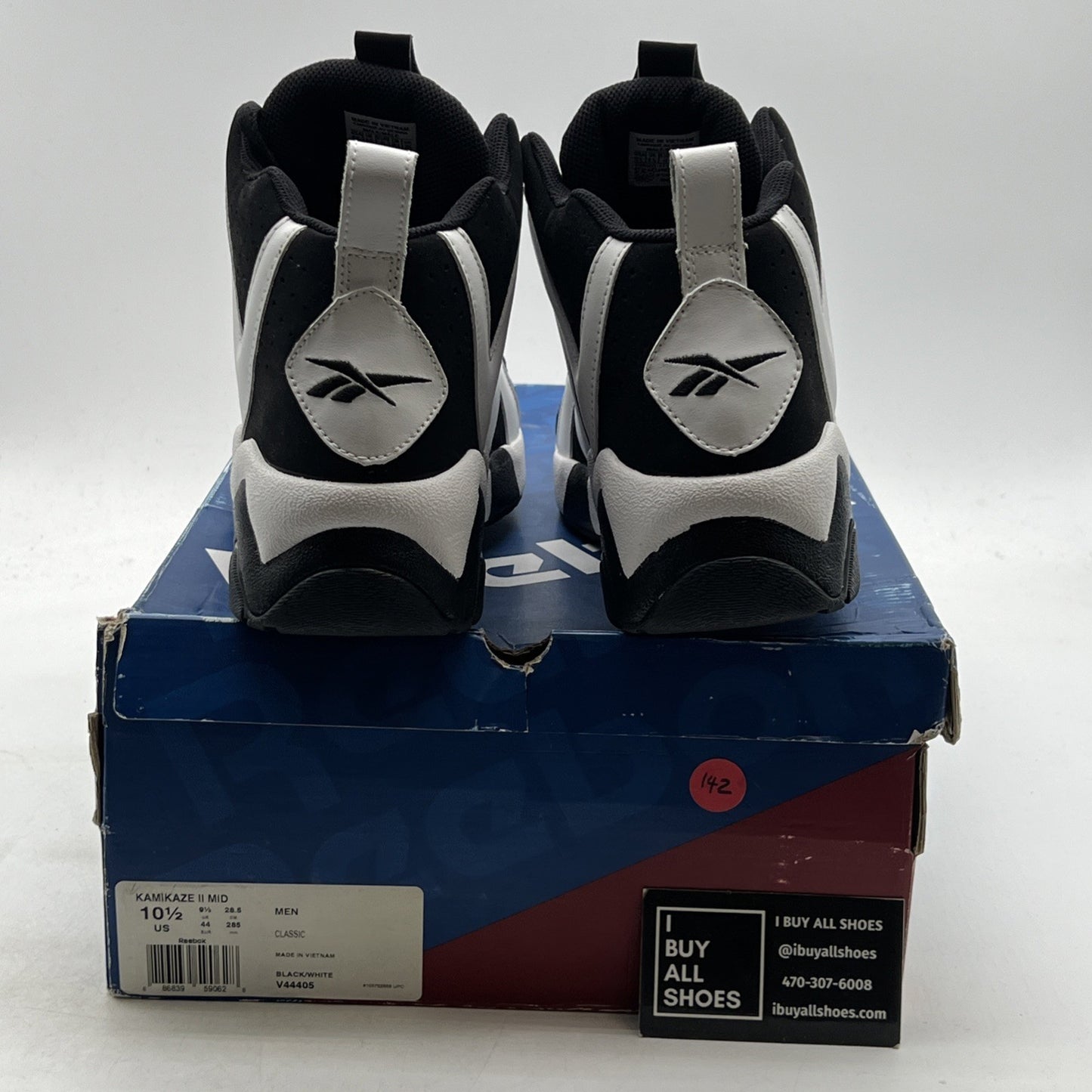Size 10.5 - Reebok Kamikaze 2 Retro 2013 Black White (V44405)