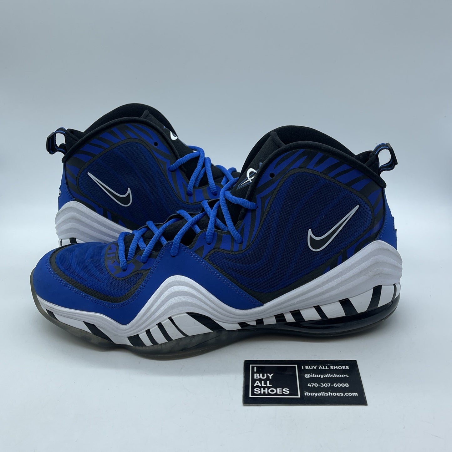 Size 13 - Nike Air Penny 5 Memphis Tigers Blue Black Suede Leather (537331-401)