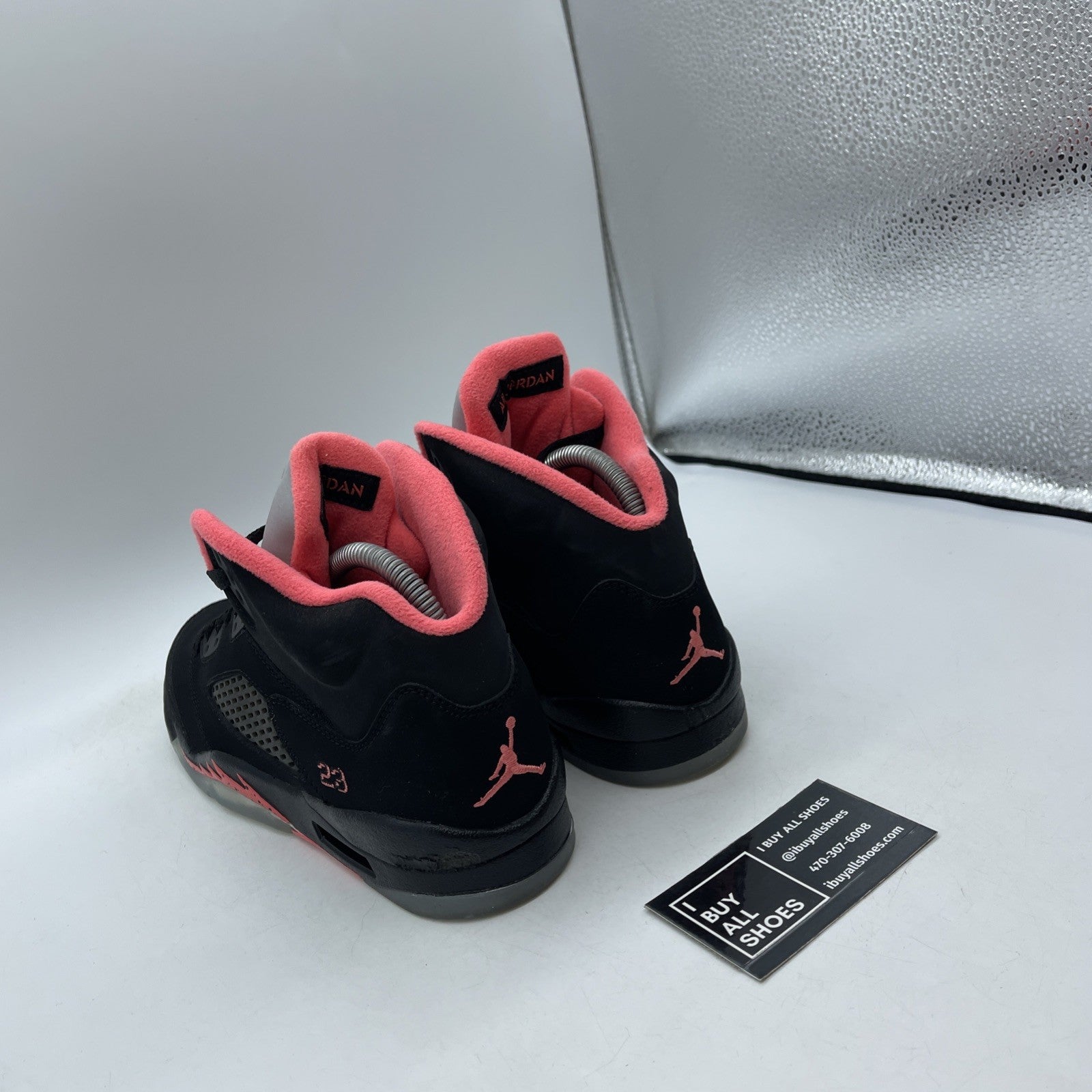 Size 7Y (GS) - Jordan 5 Retro Mid Black Pink Suede (440892-001)