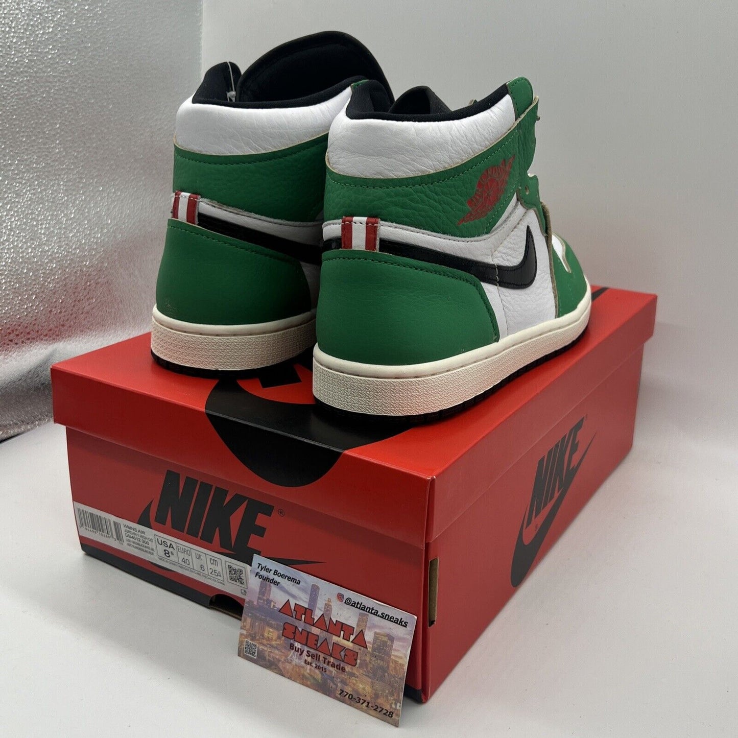 Size 8.5 - Air Jordan 1 Retro OG Lucky Green W Brand New Og All Black White DS