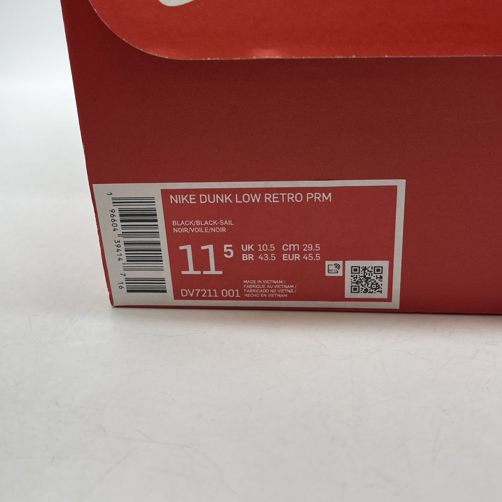 Size 11.5 - Nike Dunk Low Black Canvas Suede Leather (DV7211-001)