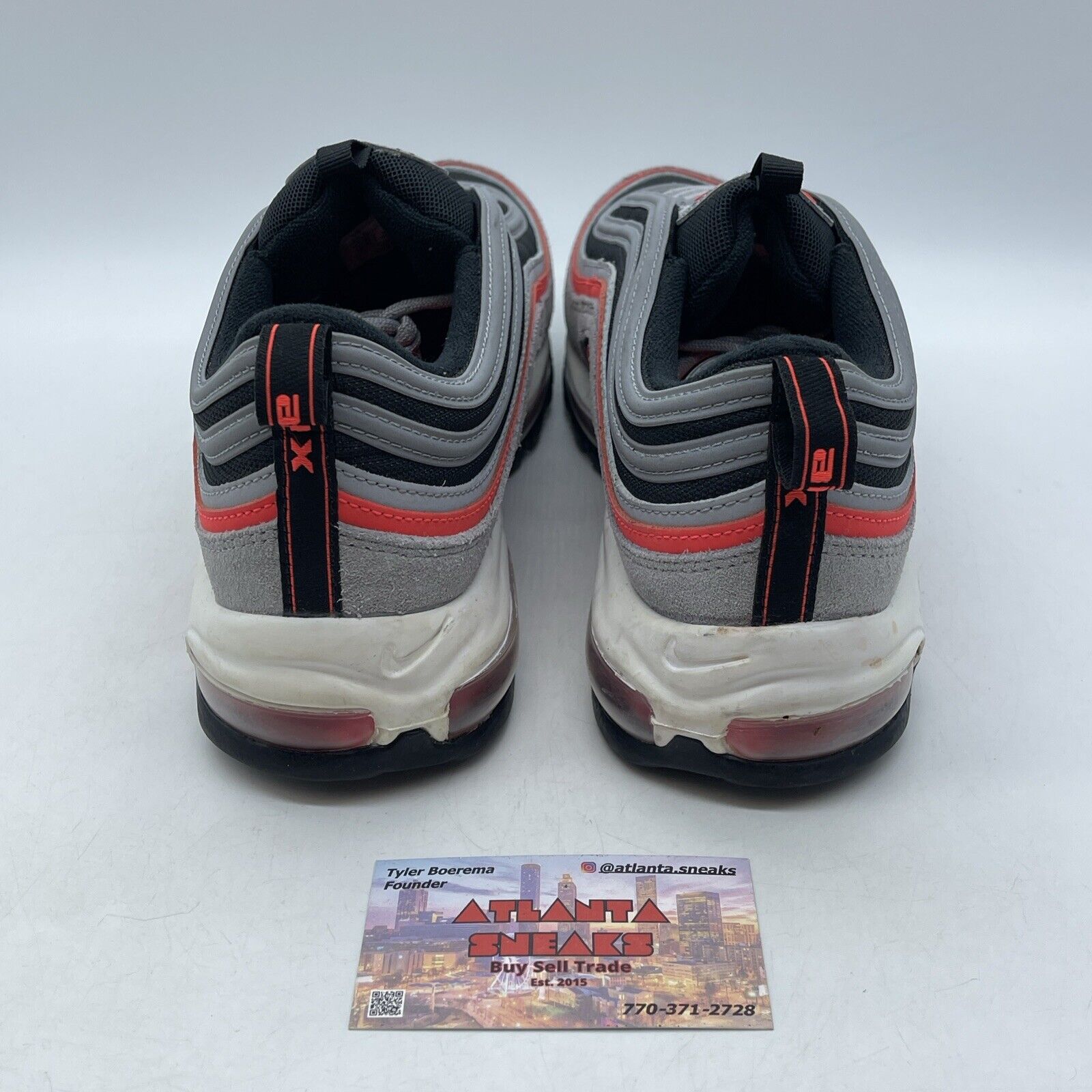 Size 10.5 - Nike Air Max 97 Wolf Grey Radiant Red Black Grey Suede (DB4611-002)