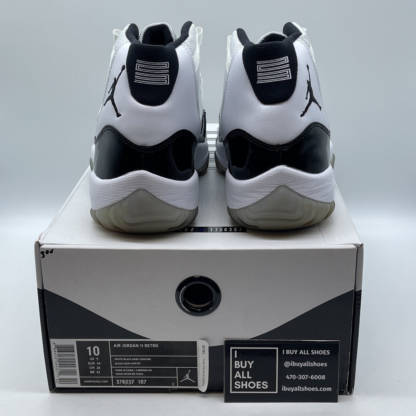 Size 10 - Jordan 11 Retro Concord 2011 Black White Suede Leather (378037-107)