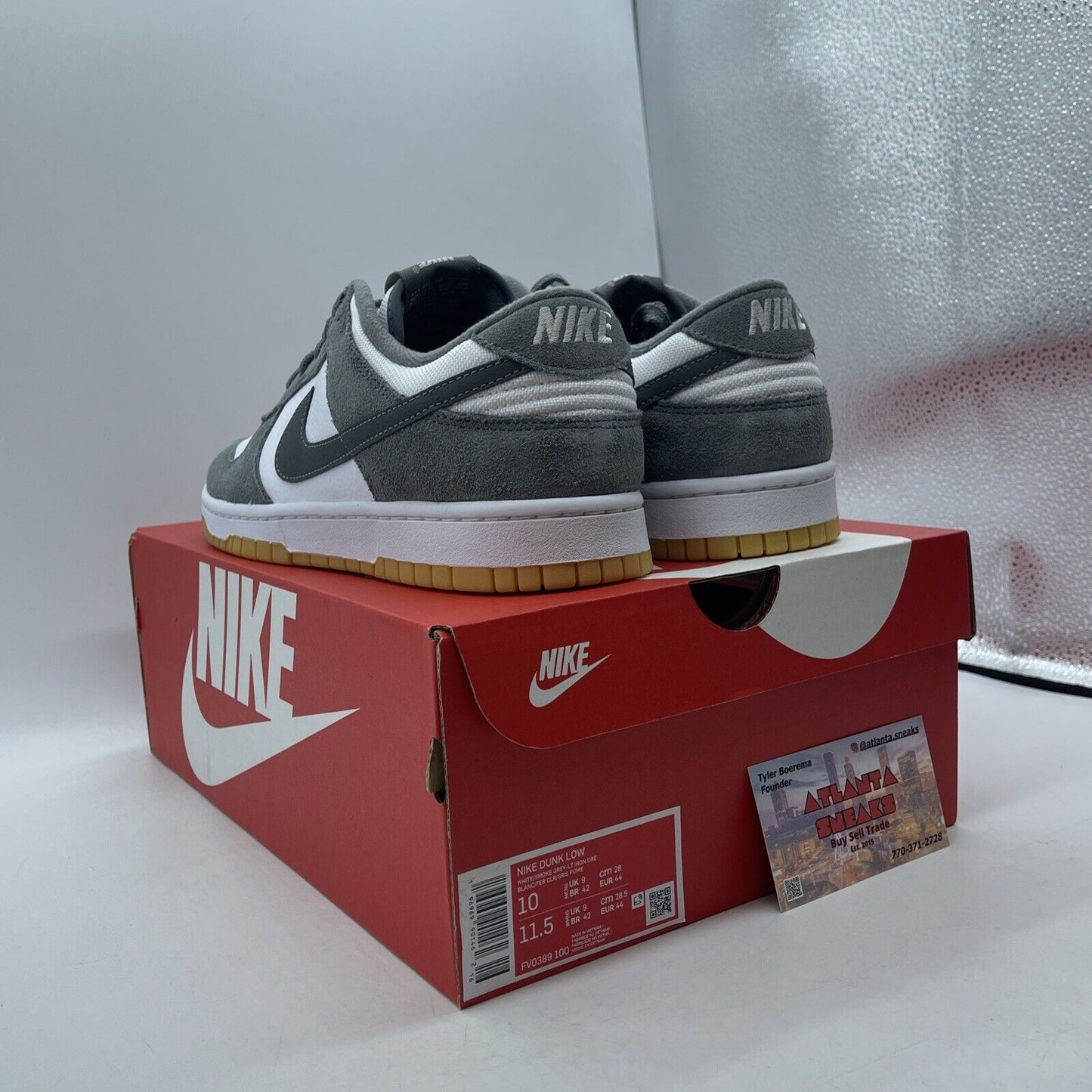 Size 10 - Nike Dunk Low Smoke Grey Gum White Suede (FV0389-100)