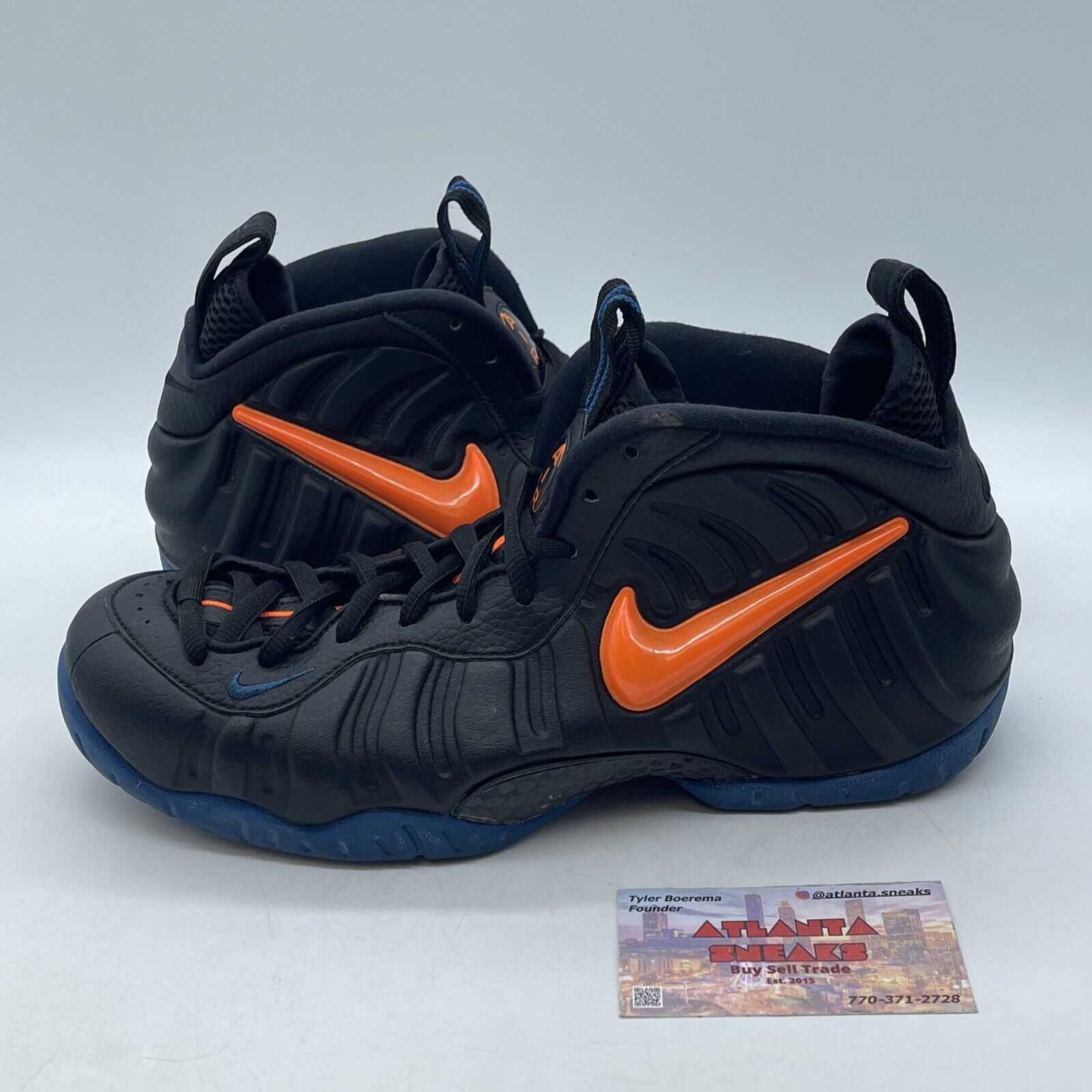 Size 8.5 - Nike Air Foamposite Pro Knicks Blue Black Orange (624041-010)