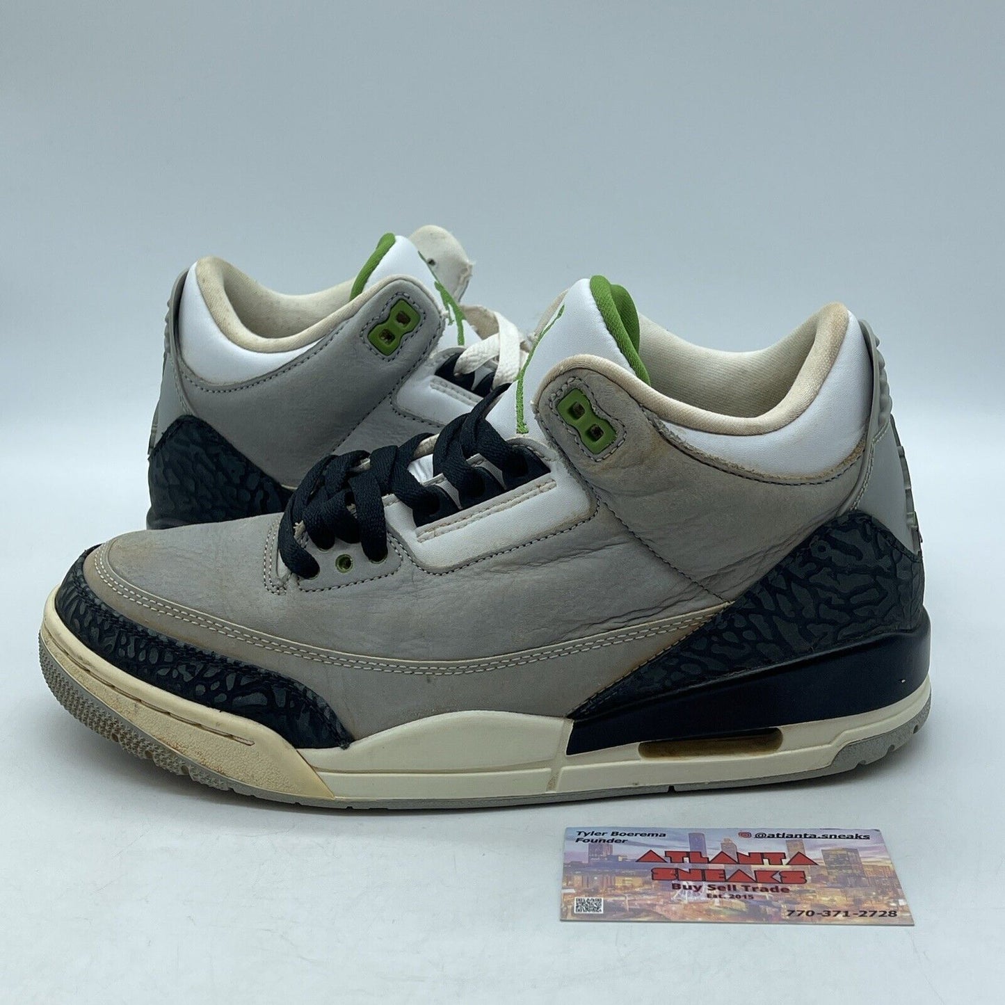 Size 8.5 - Air Jordan 3 Retro Chlorophyll Green Gray White Black (136064-006)