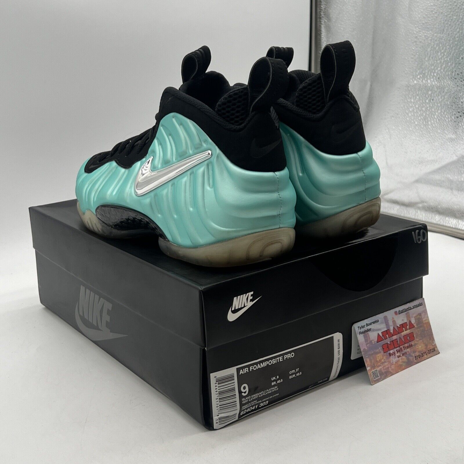 Size 9 - Nike Air Foamposite Pro Island Green Black Aqua (624041-303)