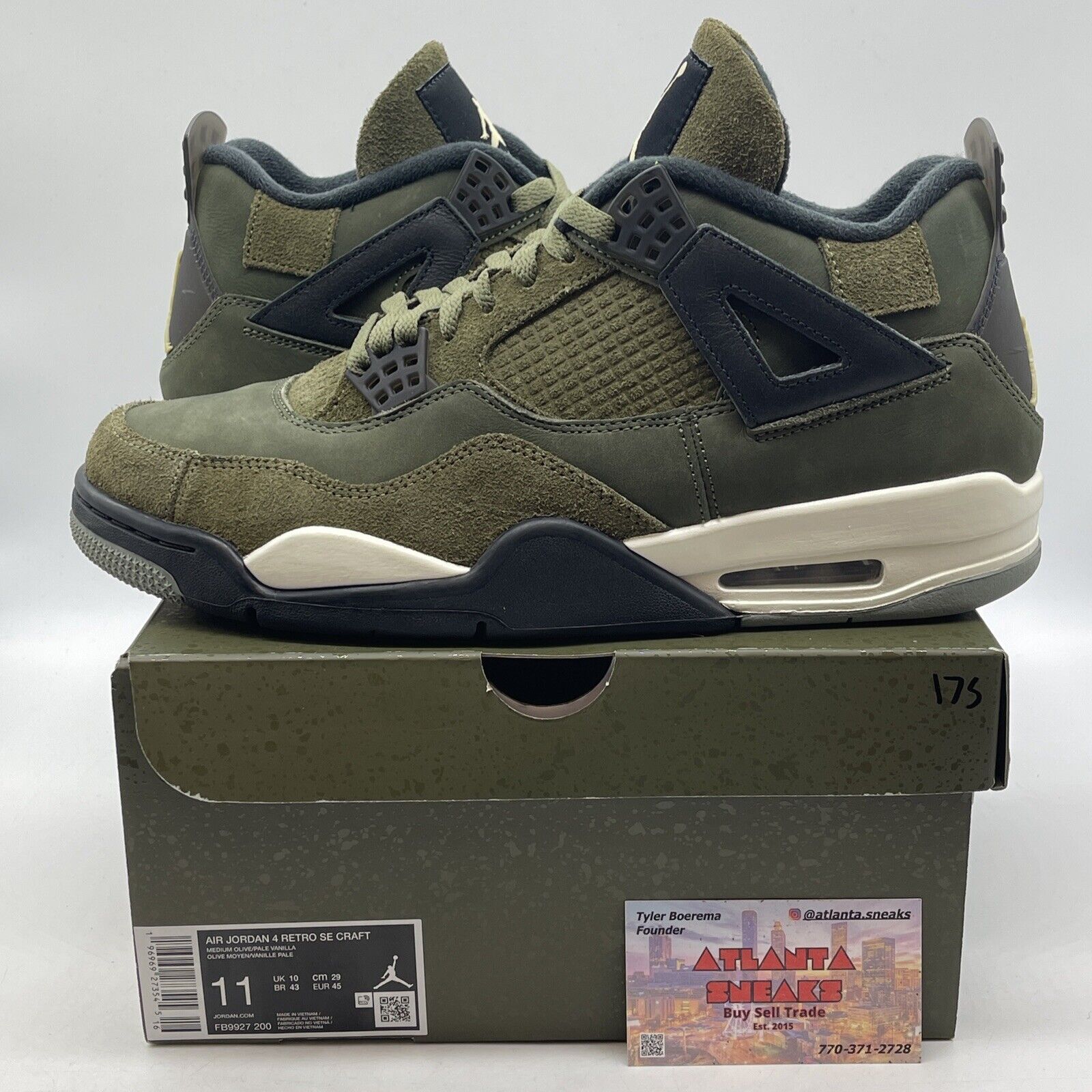 Size 11 - Jordan 4 SE Retro Low Craft - Olive White Black Suede (FB9927-200)