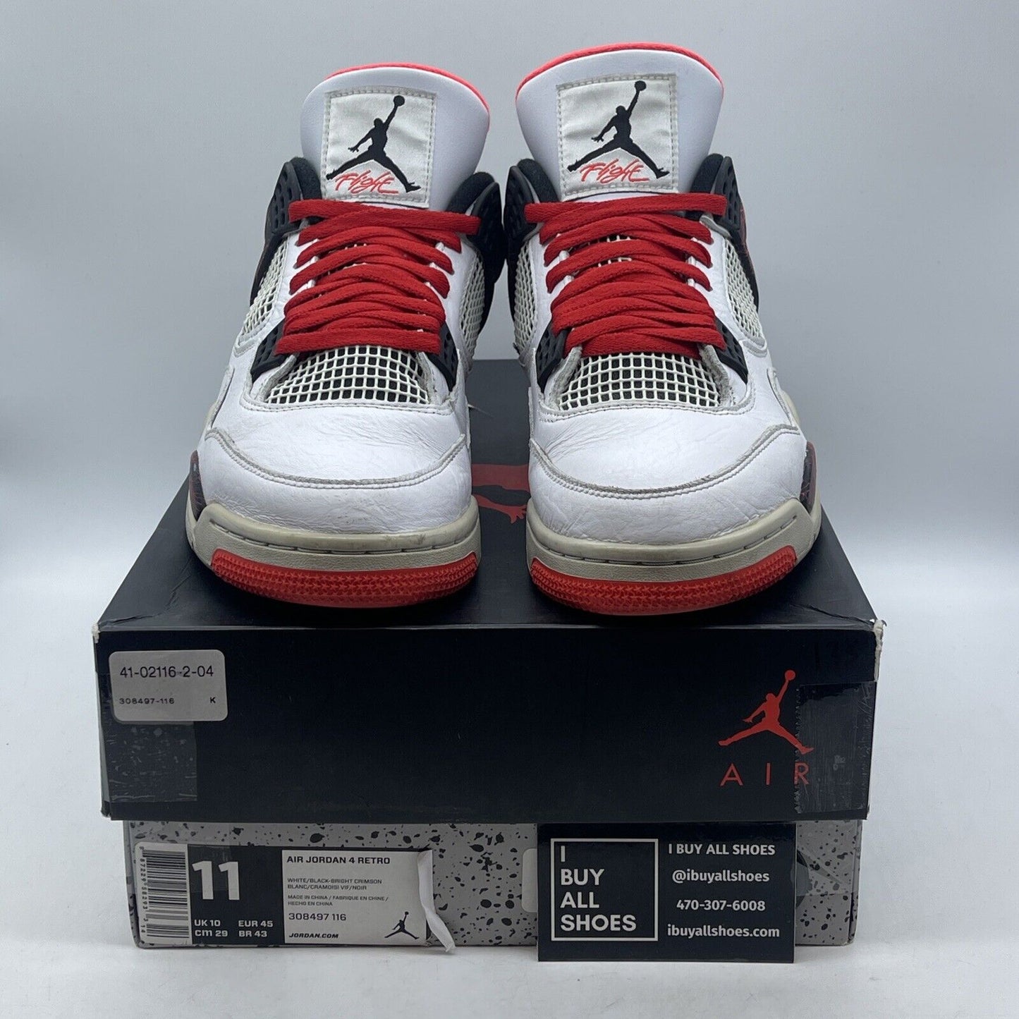 Size 11 - Jordan 4 Retro Pale Citron, Bright Crimson White Black (308497-116)
