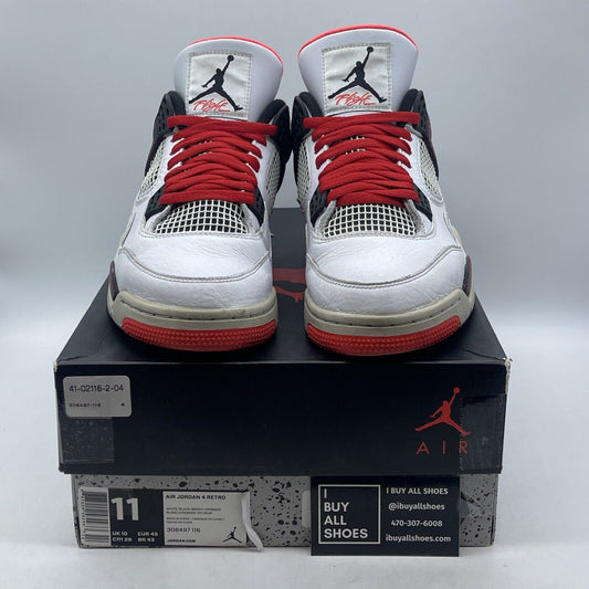 Size 11 - Jordan 4 Retro Pale Citron, Bright Crimson White Black (308497-116)