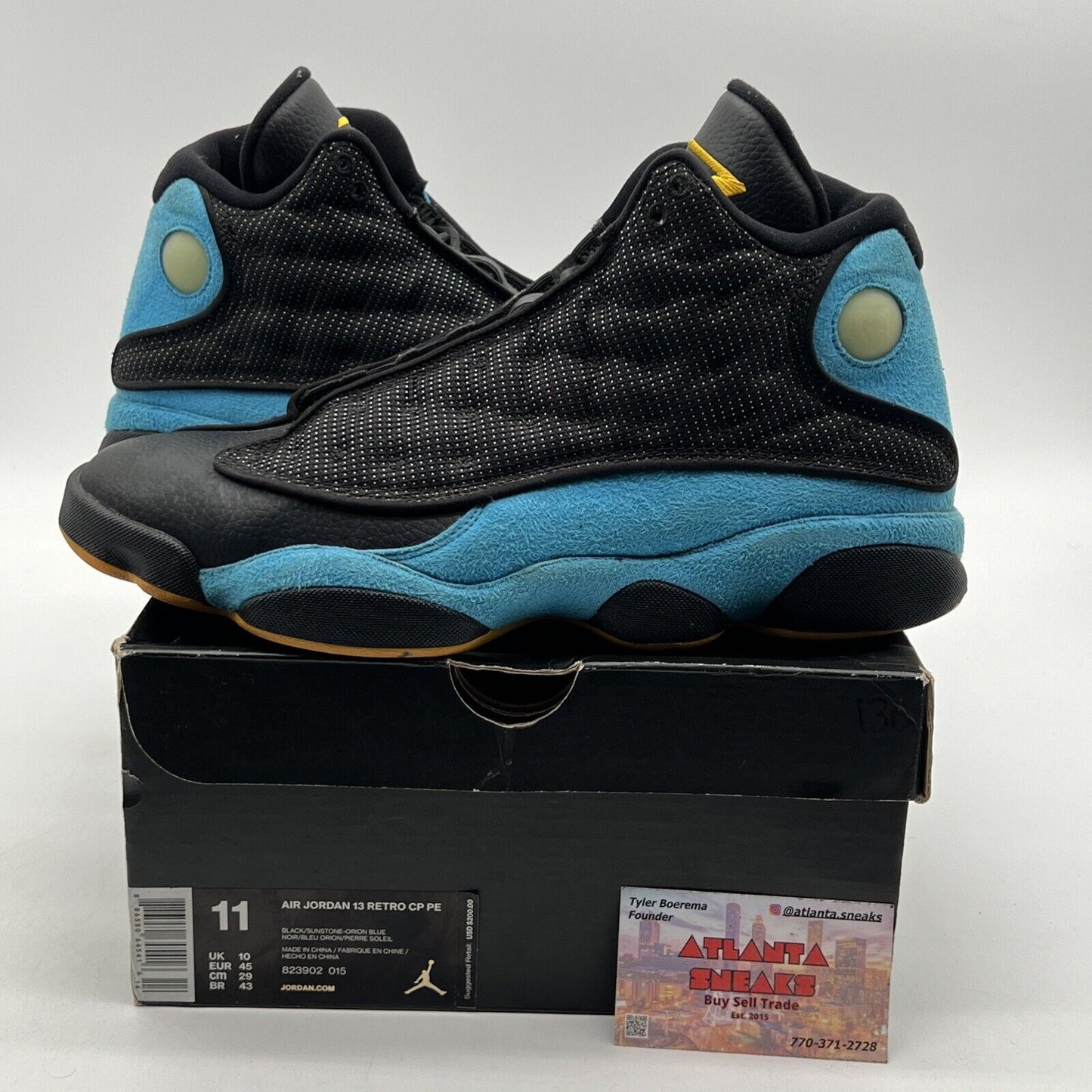 Size 11 - Air Jordan 13 Retro CP3 Away Yellow Black Aqua Leather (823902-015)