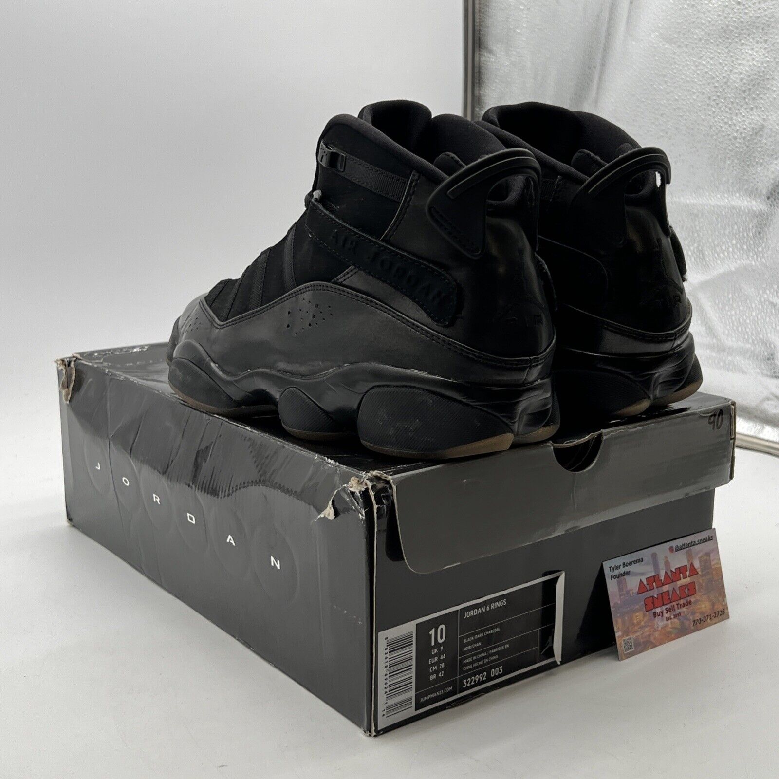 Size 10 - Jordan 6 Rings Black - (322992-003)