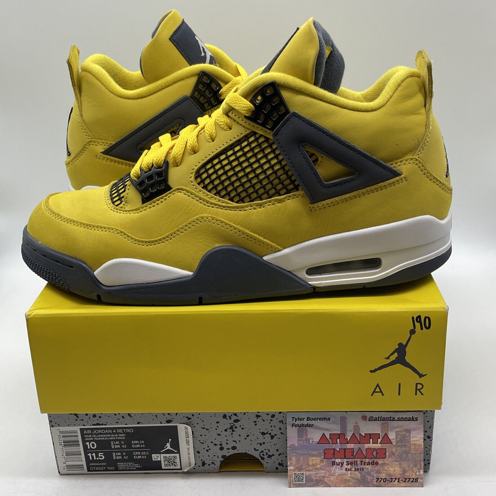 Size 10 - Jordan 4 Retro Mid Lightning Yellow Grey White Suede (CT8527-700)