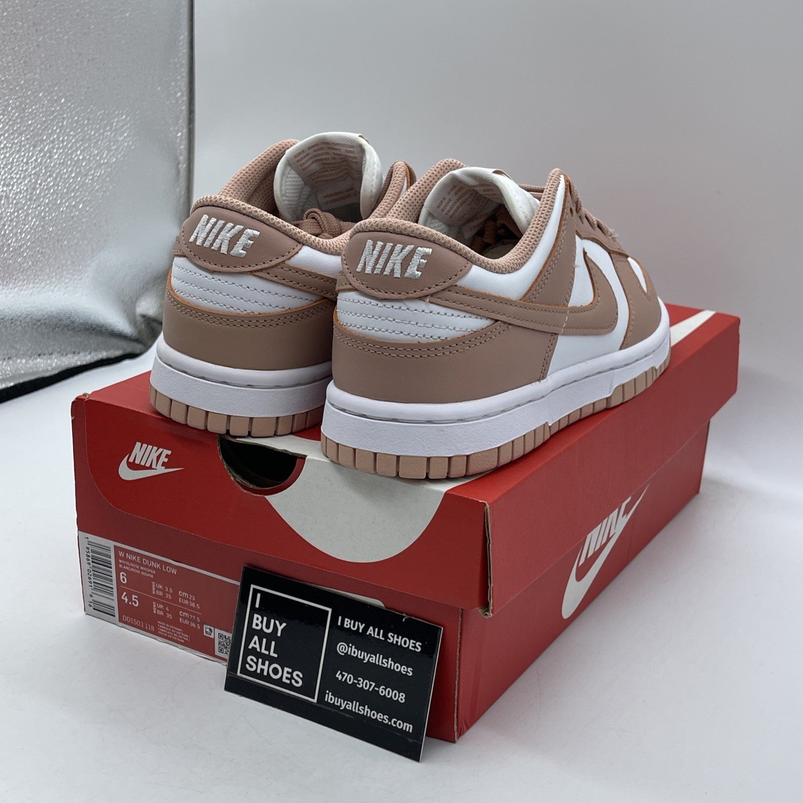 Size 6W - Nike Dunk Low Rose Whisper Pink White Leather (DD1503-118)