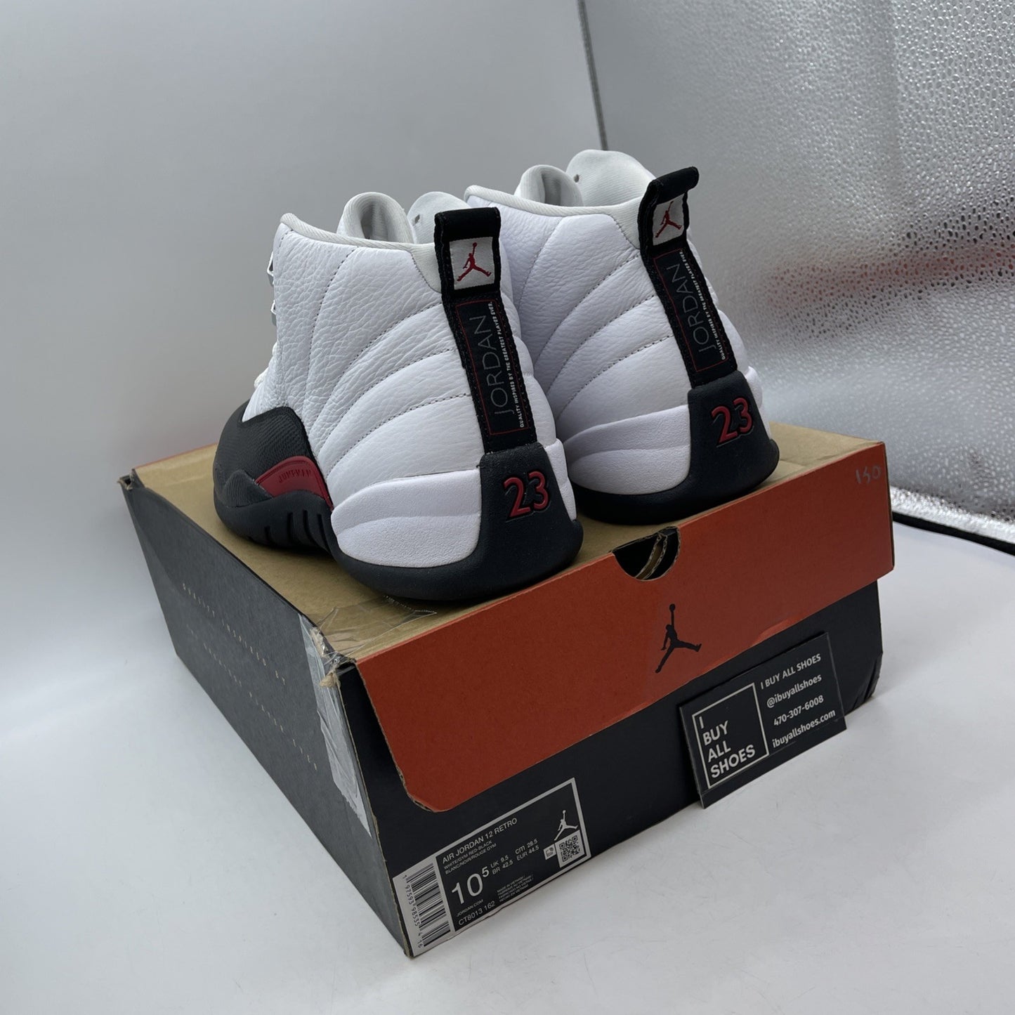 Size 10.5 - Air Jordan 12 Retro Taxi Flip White Black Leather (CT8013-162)