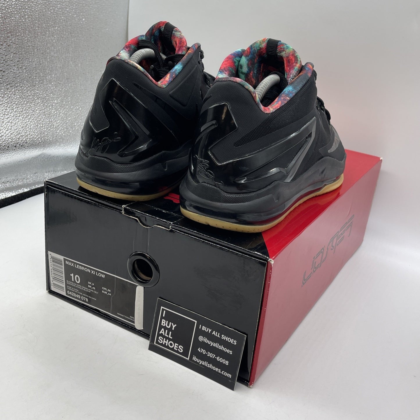 Size 10 - Nike Max LeBron 11 Low Gum Black Leather (642849-078)