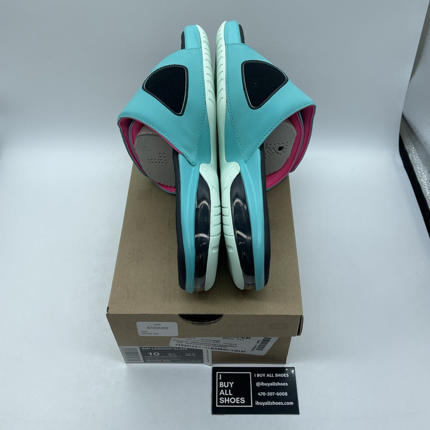 Size 10 - Nike Air LeBron Slide 'South Beach' Suede Leather (487332-400)