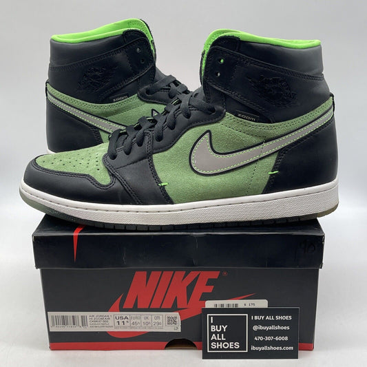 Size 11.5 - Air Jordan 1 Zoom High Zen Green Suede Black Grey (CK6637-002)