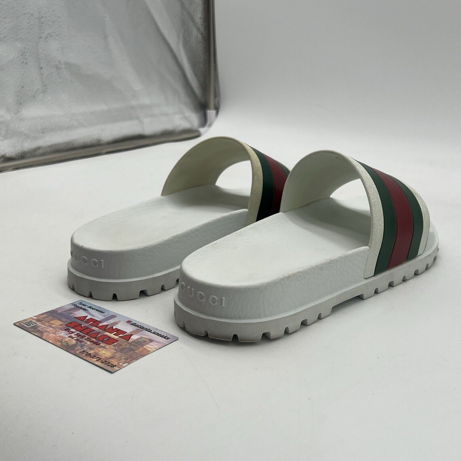 Size 6.5 - Gucci Auth Men White Rubber Pool Slides Sandals