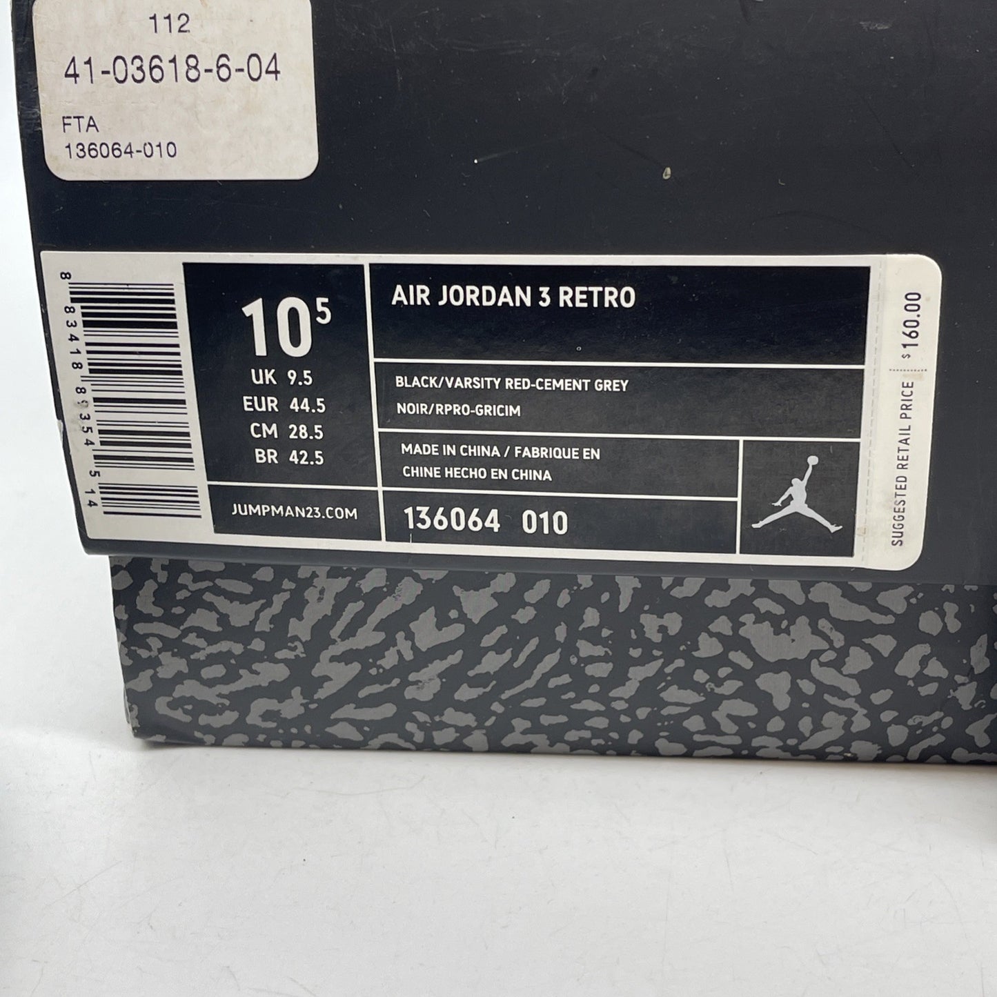 Size 10.5 - Jordan 3 Retro release 2011 Black Grey Suede Leather (136064-010)