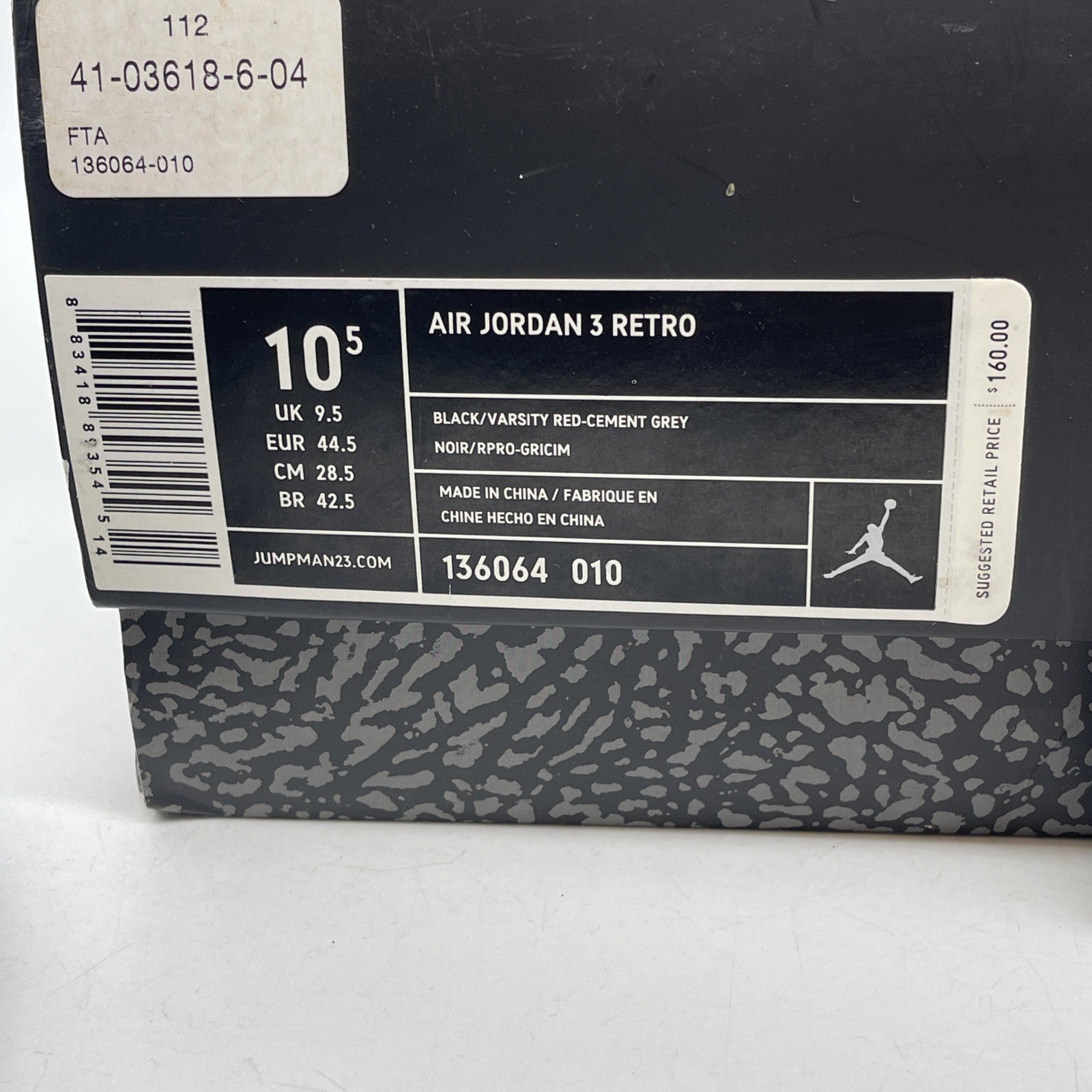 Size 10.5 - Jordan 3 Retro release 2011 Black Grey Suede Leather (136064-010)