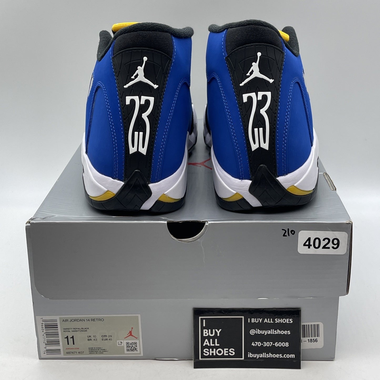 Size 11 - Air Jordan 14 Retro Laney Blue Black White Yellow Suede (487471-407)