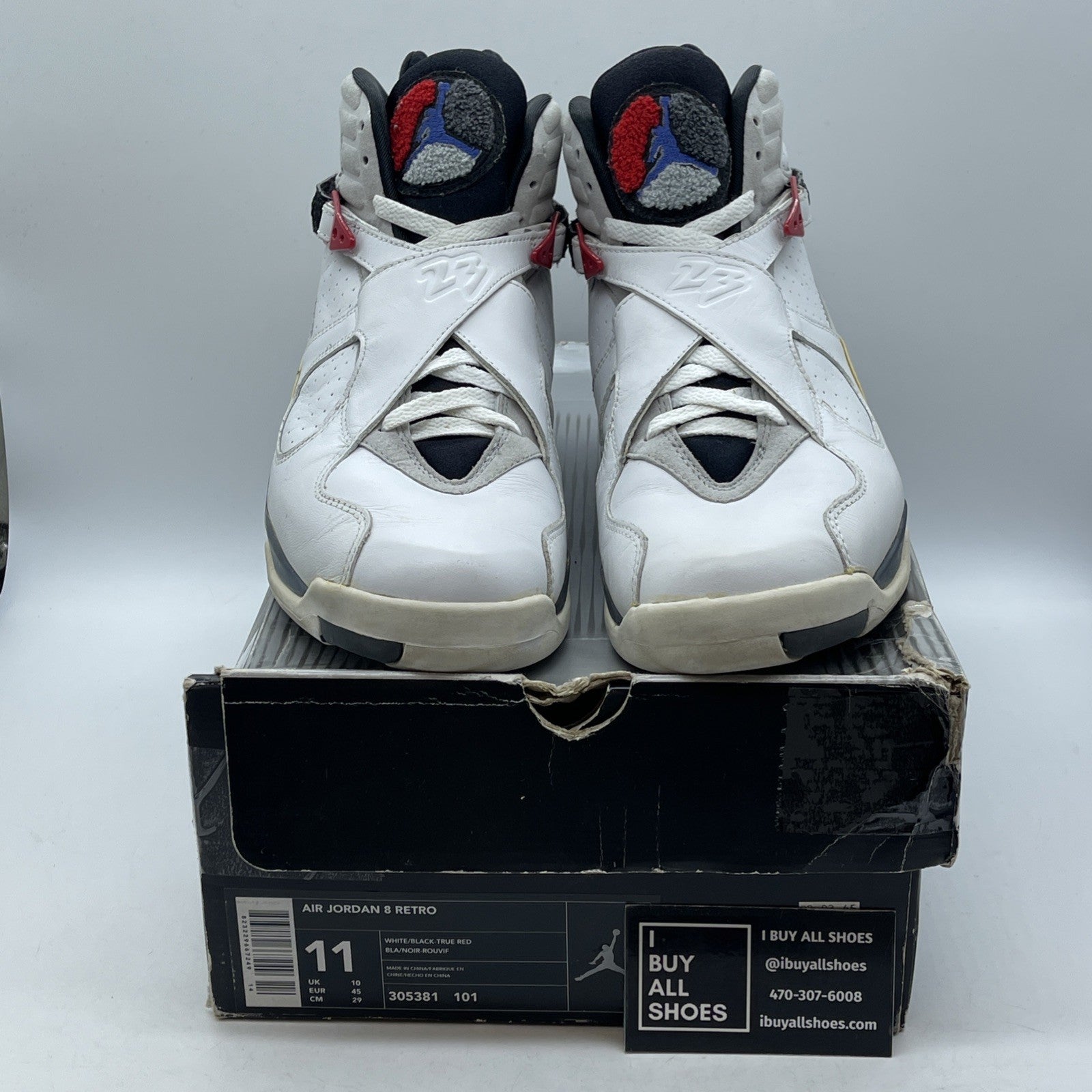 Size 11 - Air Jordan 8 Retro 2003 Bugs Bunny White Grey Suede Leather 305381-101