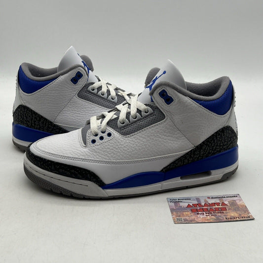 Size 8.5 - Jordan 3 Retro Mid Racer Blue White Black Grey Leather (CT8532-145)