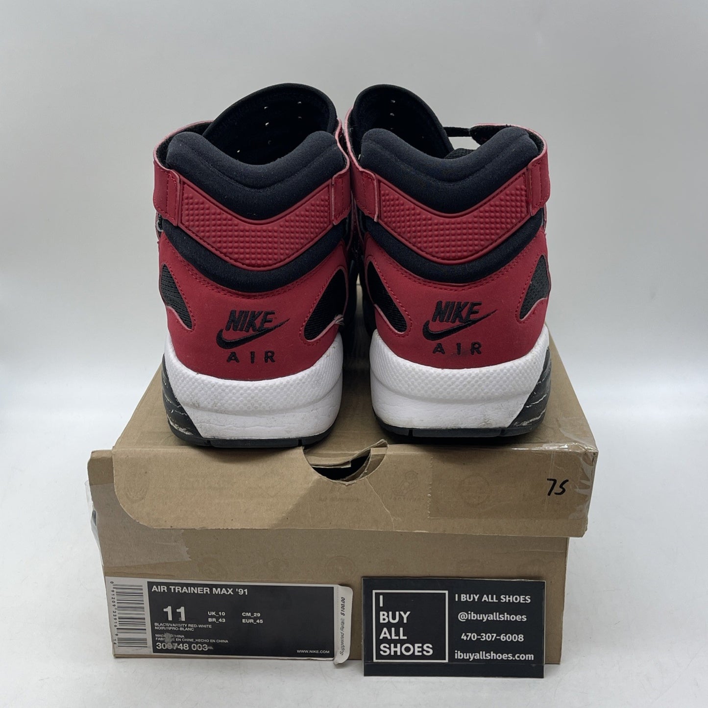 Size 11 - Nike Air Trainer Max 91 Black Varsity Red (309748-003)