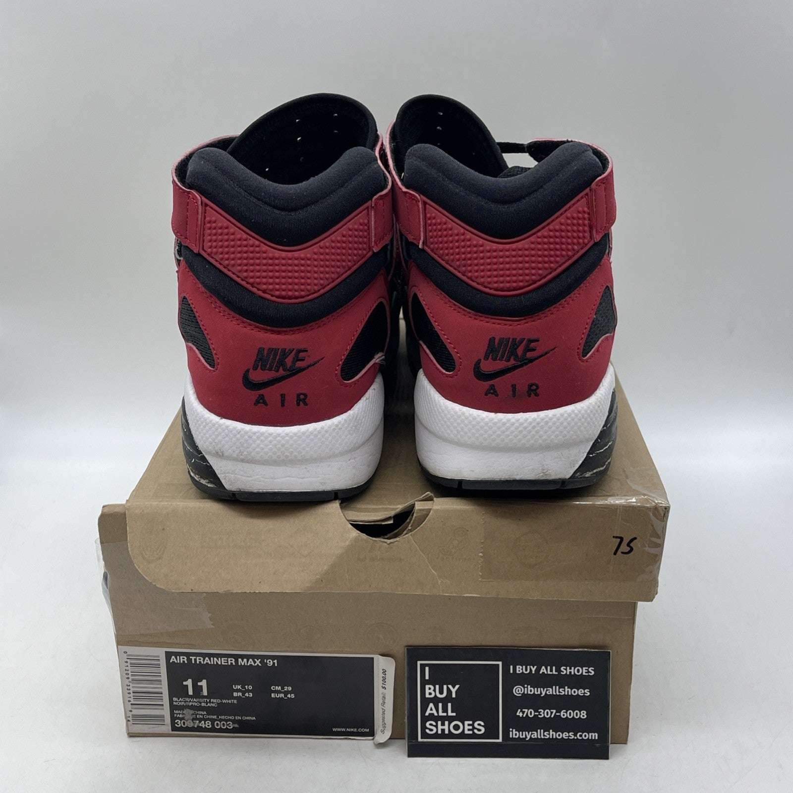 Size 11 - Nike Air Trainer Max 91 Black Varsity Red (309748-003)