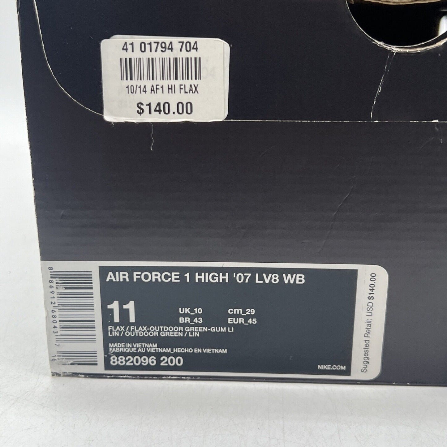 Size 11 - Nike Air Force 1 '07 LV8 WB High Flax Suede (882096-200)