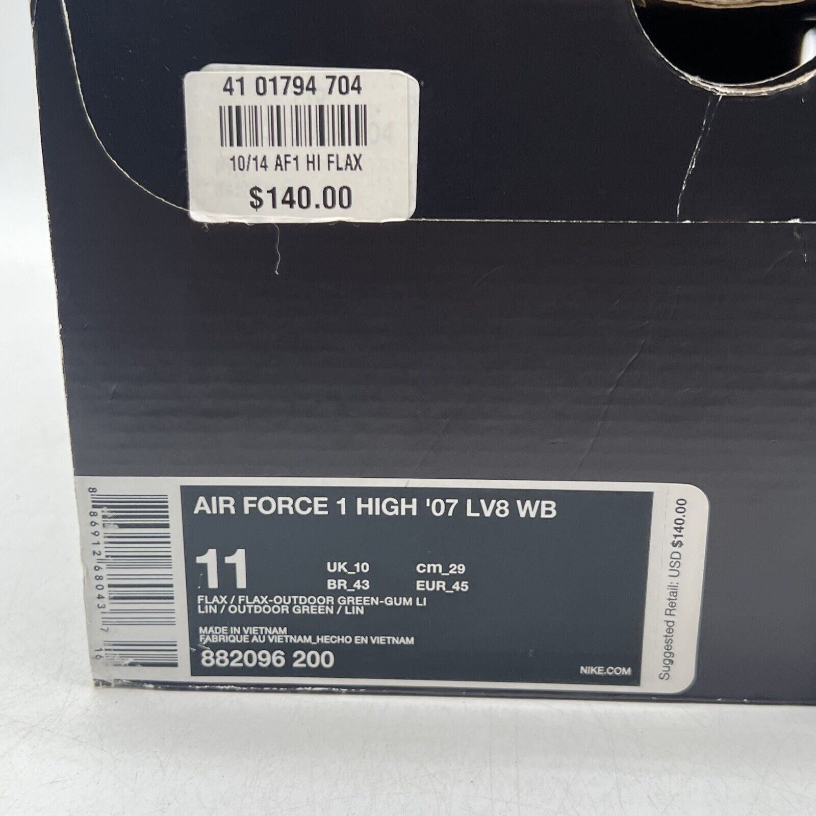 Size 11 - Nike Air Force 1 '07 LV8 WB High Flax Suede (882096-200)