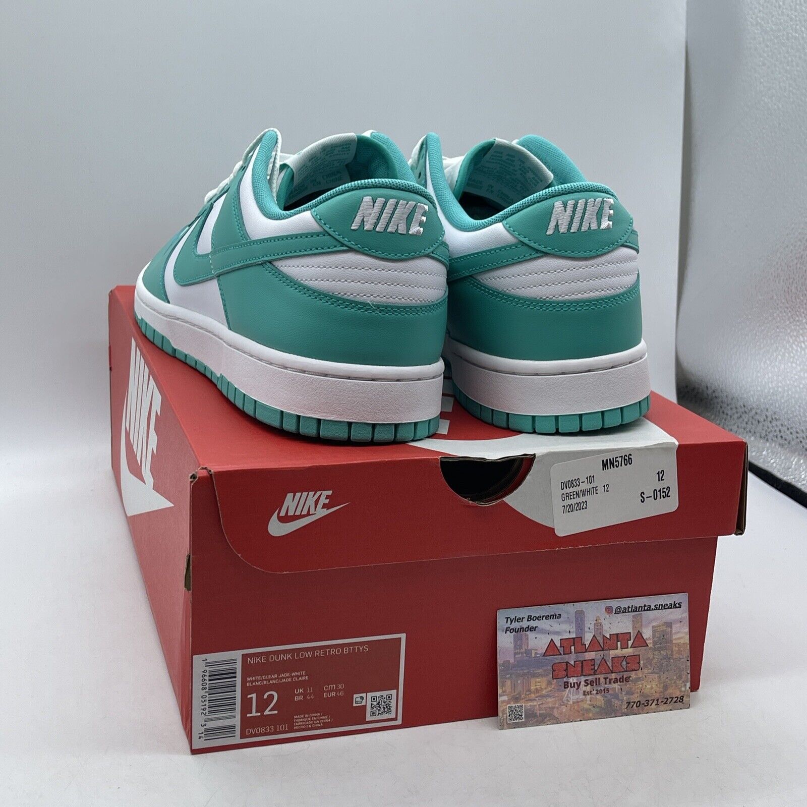 Size 12 - Nike Dunk Low Clear Jade White Blue Leather (DV08363-101)