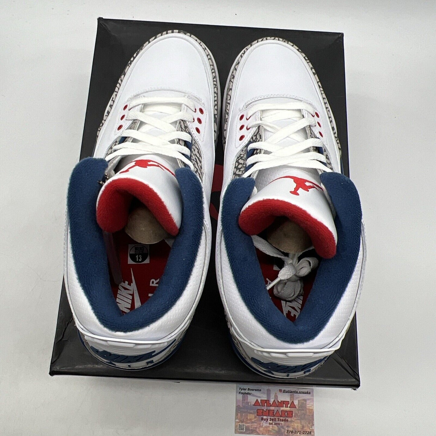 Size 13 - Jordan 3 Retro OG Mid True Blue Red White Leather (854262-106)