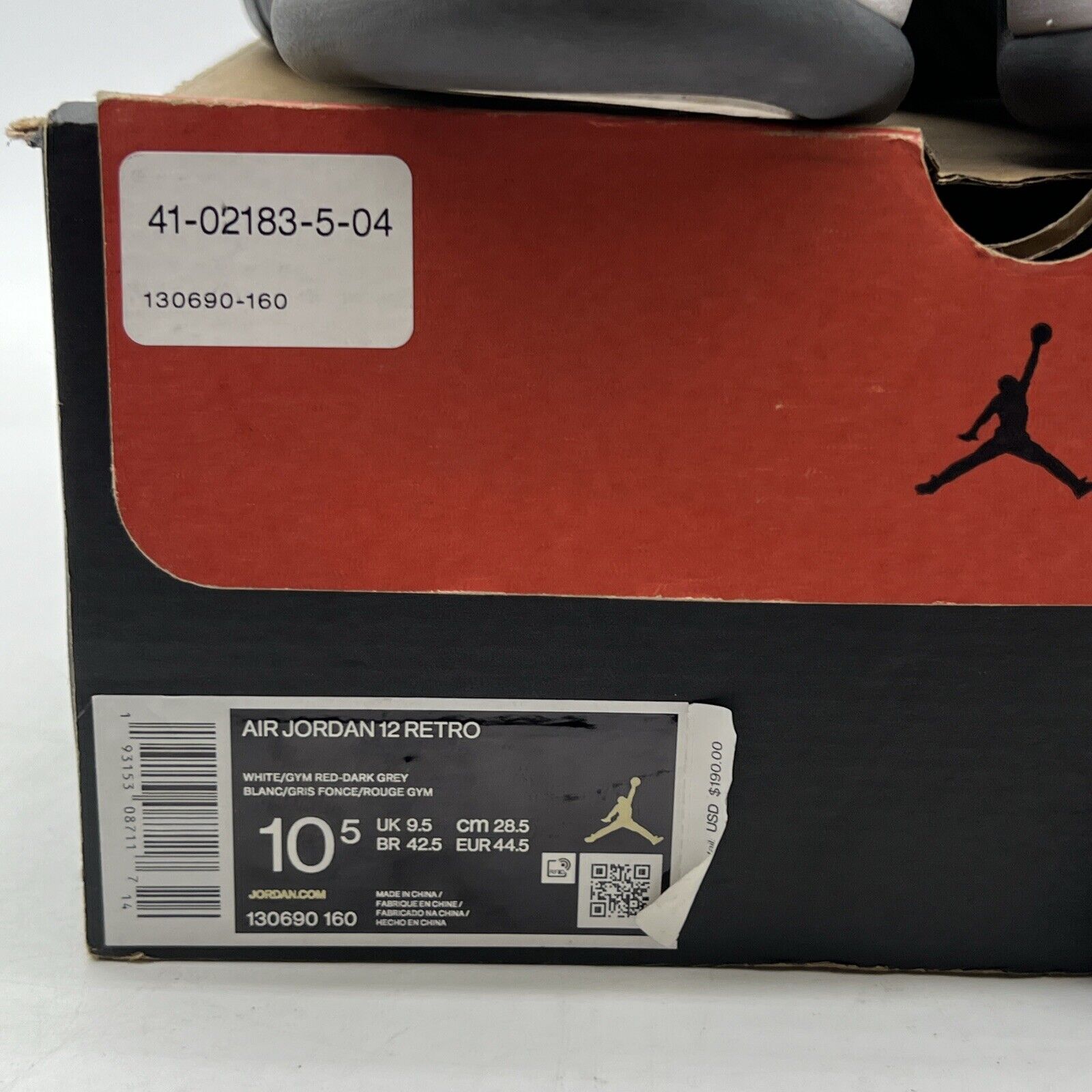 Size 10.5 - Air Jordan 12 Retro Dark Grey (130690-160)