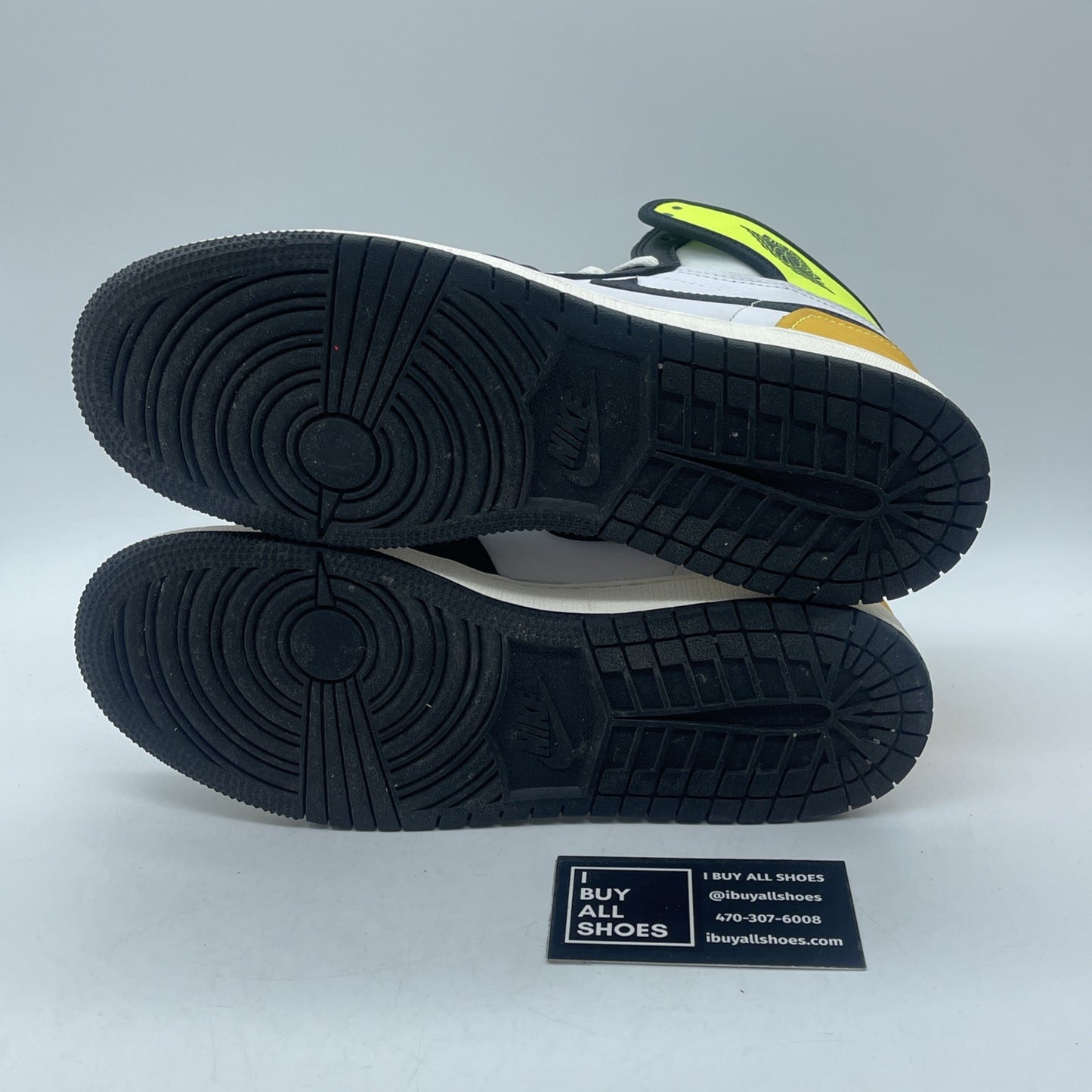 Size 7Y- Jordan 1 Retro High OG Volt White Black Leather (575441-118)