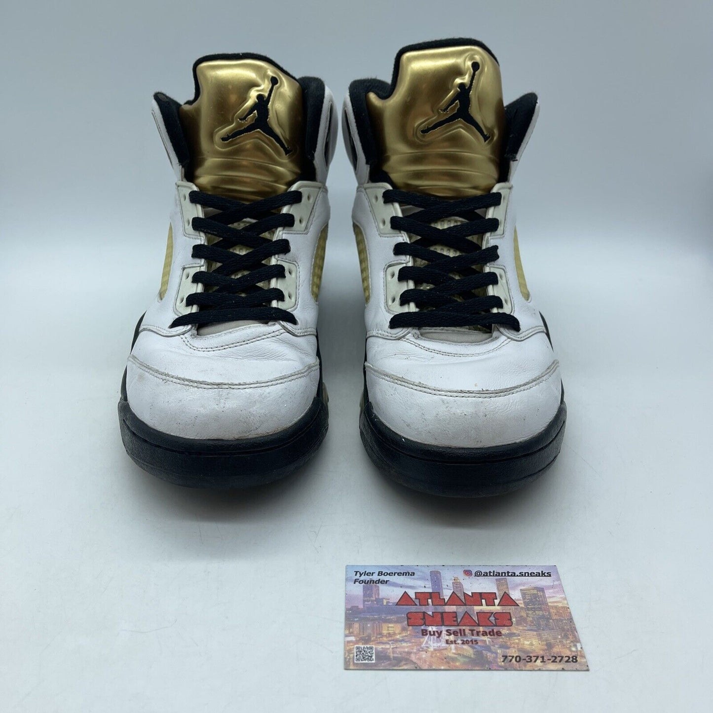 Size 10 - Air Jordan 5 Retro Olympic White Black Gold Leather (136027-133)