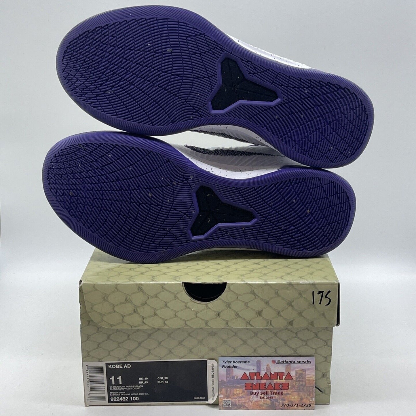 Size 11 - Nike Kobe AD Mid Baseline White Purple Black Suede (922482-100)