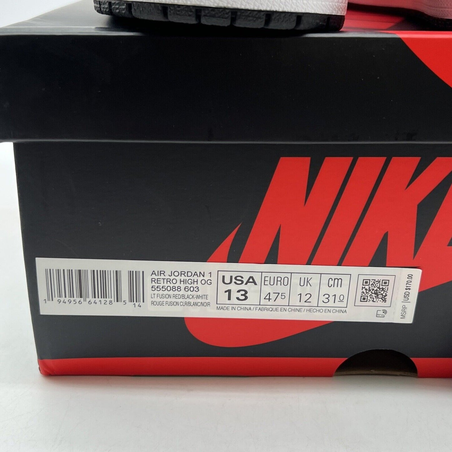 Size 13 - Air Jordan 1 Retro High OG Light Fusion Red 2021 (555088-603)