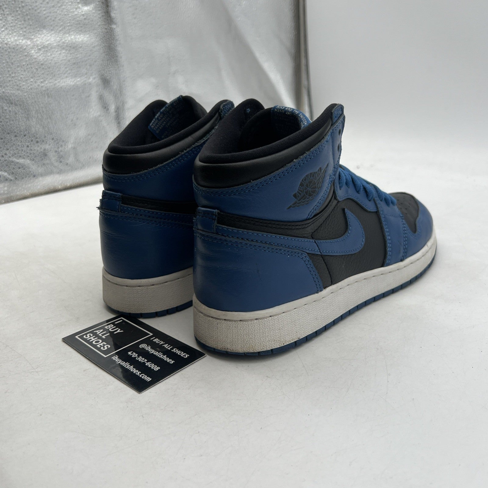 Size 7Y - Air Jordan 1 Retro OG High Dark Marina Blue (575441-404)