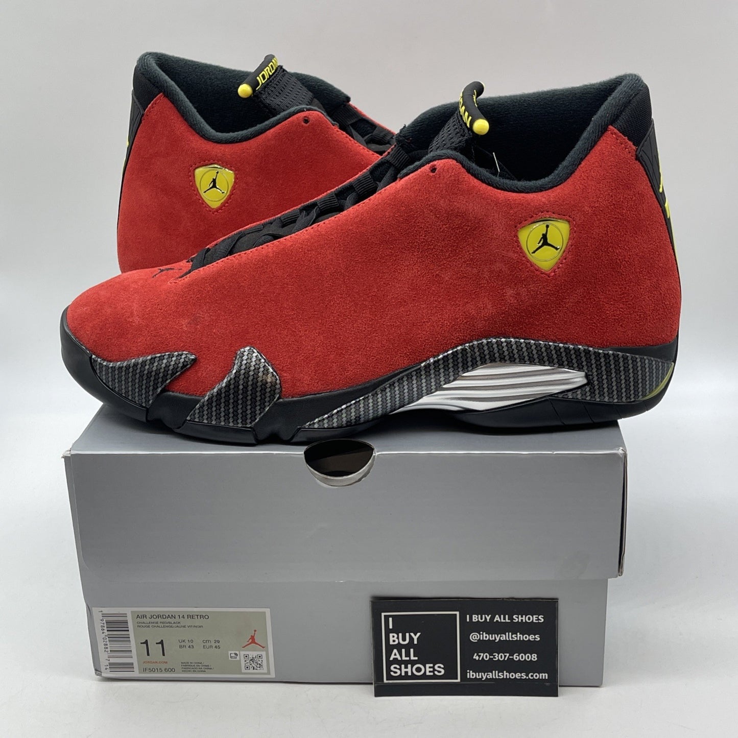 Size 11 - Air Jordan 14 Retro 2025 Ferrari Red Black Suede (IF5015-600)