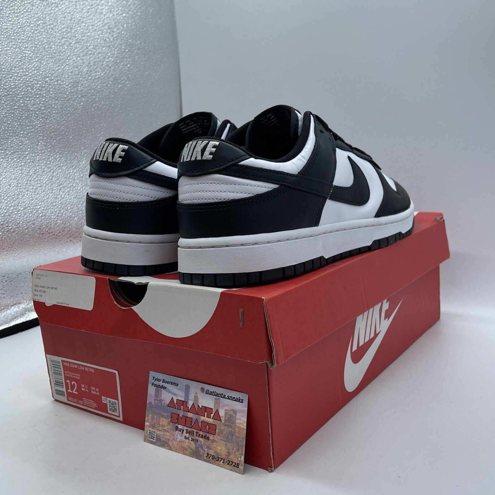 Size 12 - Nike Dunk Low Black White Leather (DD1391-100)