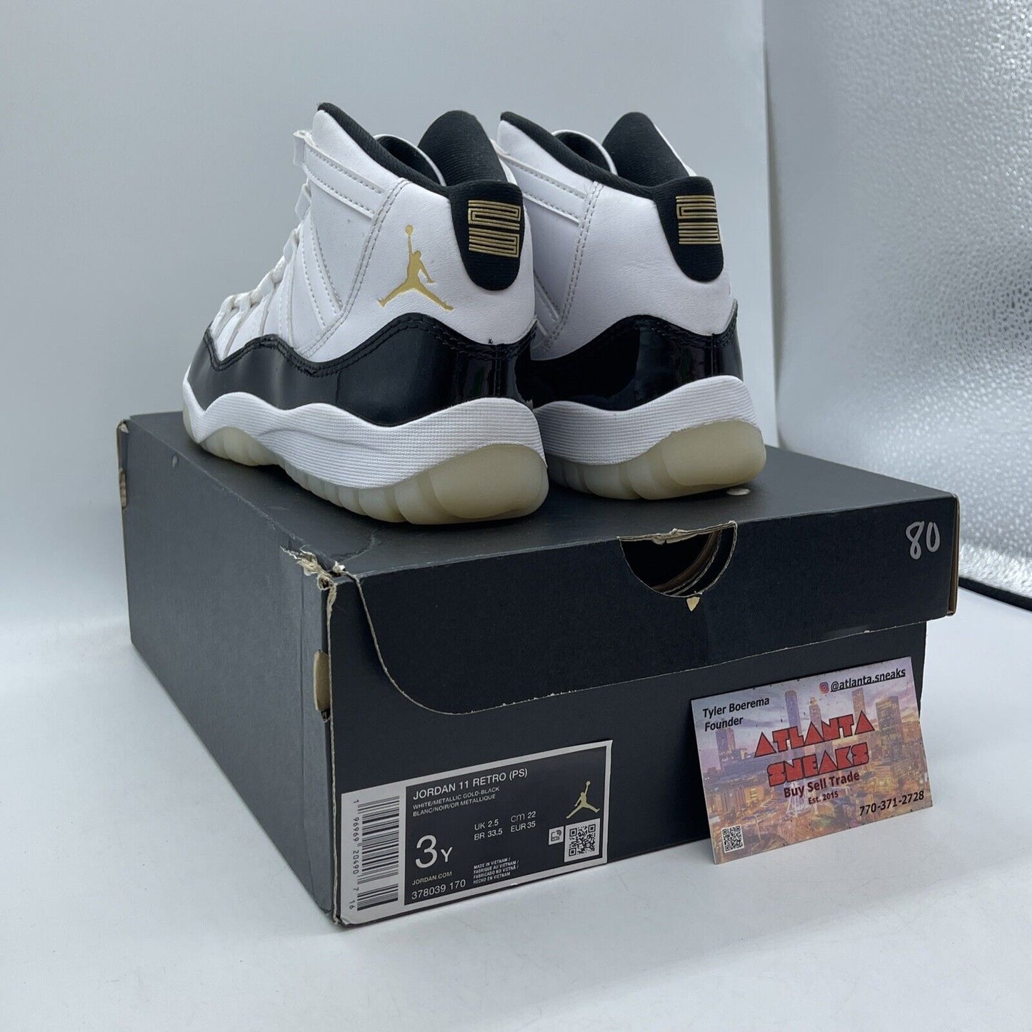 Size 3Y (PS) - Jordan 11 Retro Mid DMP White Black Leather (378039-170)