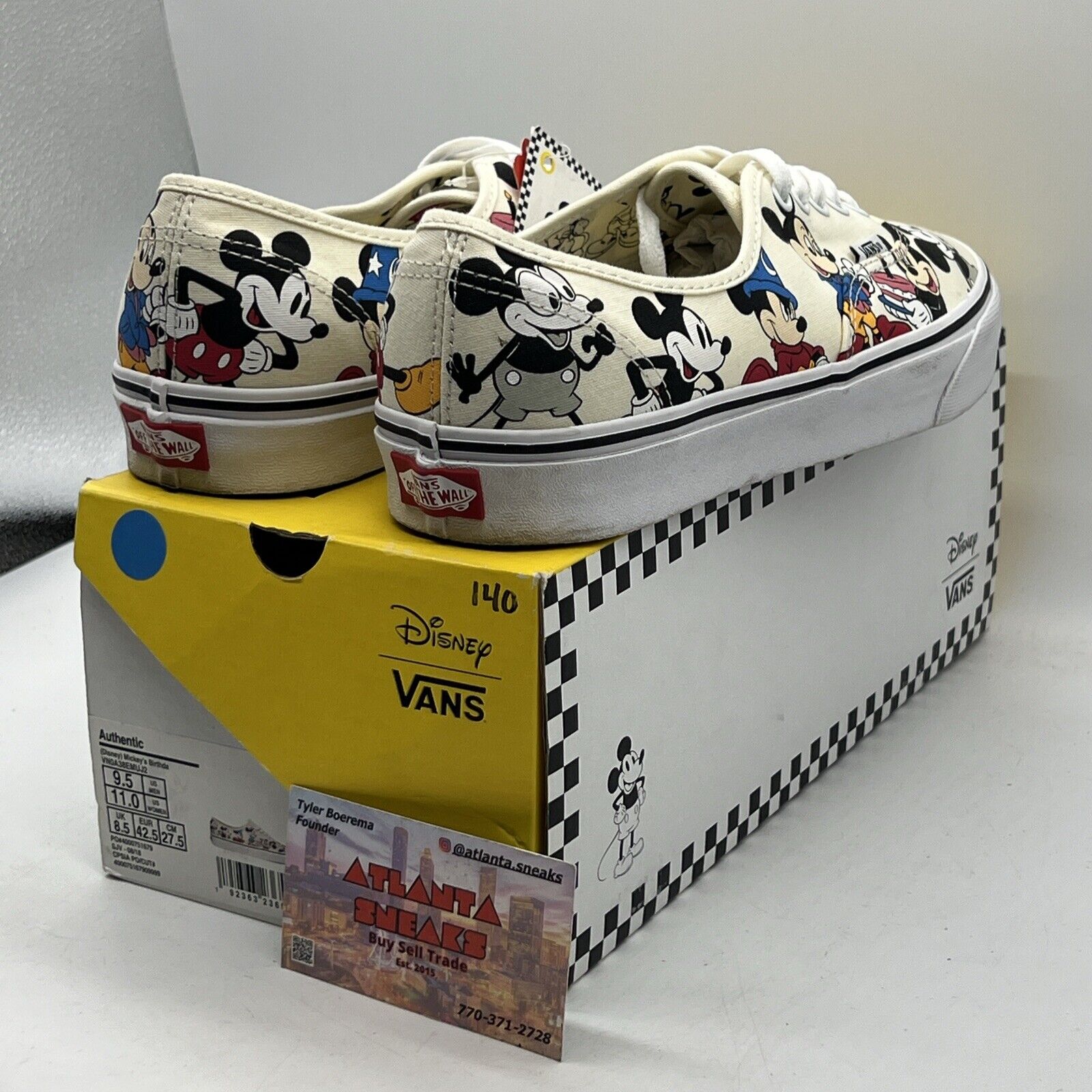 Size 9.5 - VANS Disney x Authentic Mickey's Birthday Red Blue Yellow White